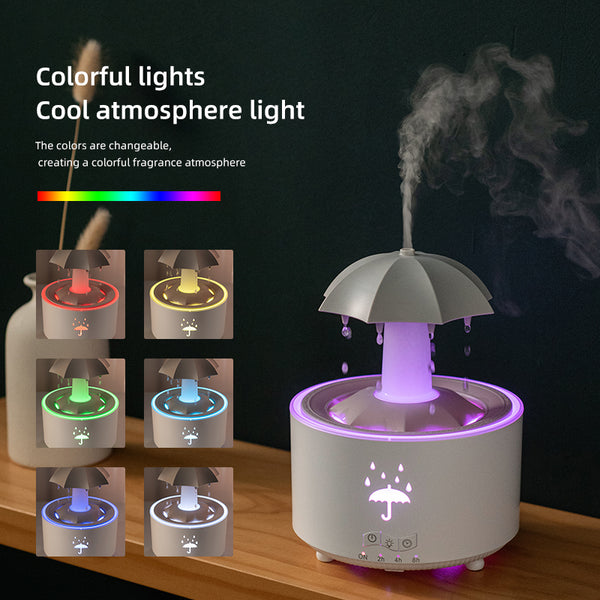 V88 Room Aromatherapy Humidifier 300ml Ultrasonic Rotating Water Drop Diffuser New Umbrella Shape